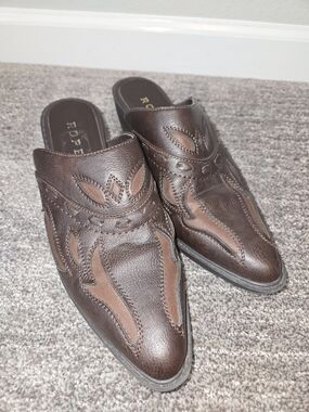 Roper Western Brown Pointed Toe Slip On Mule Women's Rodeo Festival 9
